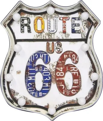 Produktbild von Wandbild 'Route 66' mit stimmungsvoller LED-Beleuchtung, ca. 30x35x5cm tief