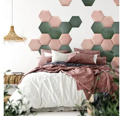 Produktbild von Wandkissen Riviera Hexagon altrosa Samt-Optik 29 x 34 cm