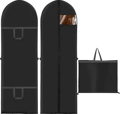 Obrázok produktu pre Sada dvoch obalov na oblečenie Unyqoos®, 180 × 60 cm, obaly na oblečenie z materiálu PEVA so zipsom a priehľadným okienkom – odolné voči prachu, odolné voči plesniam, skladacie