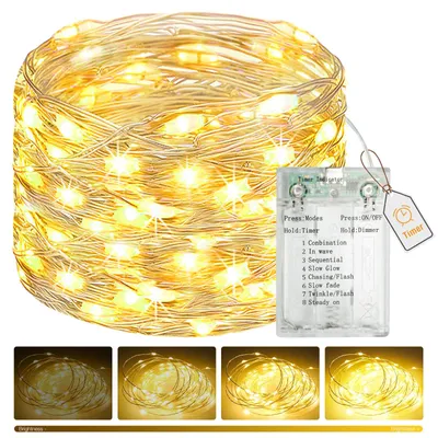 Obrázok produktu pre BTfarm, svetelný reťazec, 1 x 5 metrov, s 50 LED diódami – Batéria s časovačom – Osvetlenie