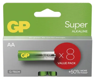Imagen del producto de 4+4 pilas alcalinas Super de 1,5V, tipo AA (Mignon), modelo LR06. Referencia: 03015ADHETA-B8