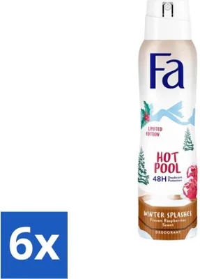 Productafbeelding van Fa - Deodorant Spray - Winter Splashes - 48 uur bescherming - Bevroren framboos - Verfrissend & fruitig - 150 ml - Voordeelverpakking - 6 stuks