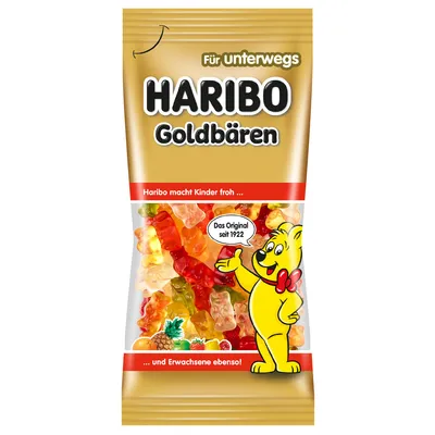 Produktbild von Haribo Goldbären Fruchtgummi Bären in praktischer Taschenpackung 75g