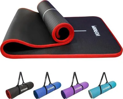 Image de Tapis de yoga et de gymnastique en mousse extra-épaisse, 1800 x 610 x 15 mm, avec sangle de transport