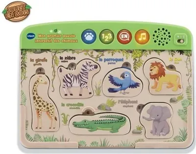 Produktbild von VTECH Mein Erstes Interaktives Tierpuzzle aus Holz Lernspielzeug Baby, Tiergeräusche, Zählen lernen