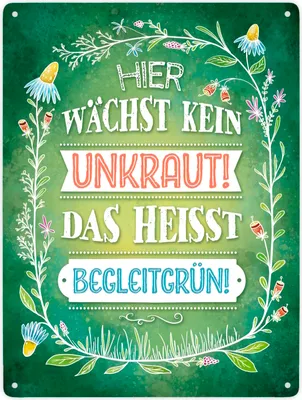 Produktbild von Hier wächste kein Unkraut Metallschild XXL mit Blumen Motiv Schild Blechschild
