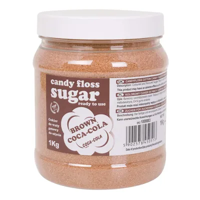 Zdjęcie produktu dla Kolorowy Cukier Do Waty Cukrowej Brązowy O Smaku Coca-Coli 1Kg