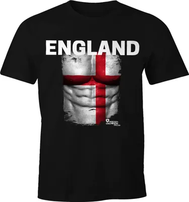Produktbild von EM T-Shirt Herren Fußball England Flagge Fanshirt Waschbrettbauch MoonWorks® 4XL