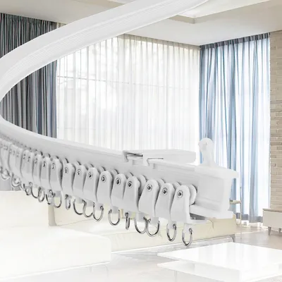 Produktbild von SWANEW Flexible Vorhangschienen,5m Gebogene Vorhangschiene,Deckenhalterung mit Schienenvorhangsystem,Decken Fenster Schiene für Decken oder Wandmontage,Raumteiler,Duschvorhang