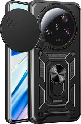 Image de Etui pour Xiaomi 14 , étui en silicone TPU avec anneau de support, protection de l'appareil photo Noir