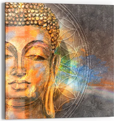 Produktbild von DEQORI Glasbild Echtglas 30x30 cm 'Meditierender Buddha' Wandbild Bild modern Deko