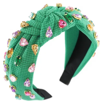 Produktbild von Haarband mit Knoten für Damen – Glitzernde Kristalle, Grün