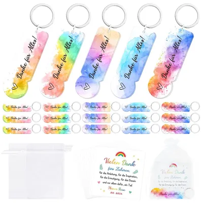 Produktbild von Set mit 20 Acryl-Schlüsselanhängern als Gastgeschenke