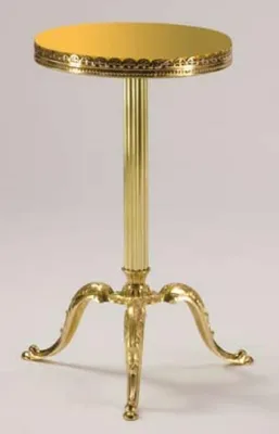 Immagine prodotto di Casa Padrino - Tavolino barocco oro Ø 32 x H. 50 cm - Tavolino rotondo in ottone con piano in legno massiccio e piano in vetro - Mobili barocchi - Qualità lusso -  Italy