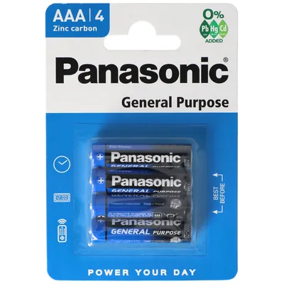 Obrázek produktu pro Panasonic AAA Genereal Purpose 1,5V baterie v blistru po 4 kusech