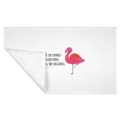 Produktbild von Mr. & Mrs. Panda handtuch frottee Flamingo Classic - Weiß - Geschenk, 50x100, frottierhandtuch, Spruch, gesichtstuch, Stolz, Rosa, Flauschtuch, Ich, Prächtig