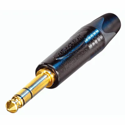 Zdjęcie produktu dla Profesjonalny wtyk jack 3-pinowy 1/4", złote styki, czarna obudowa