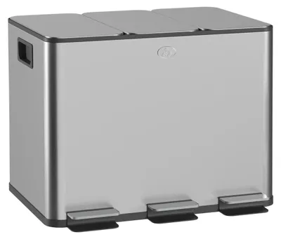 Produktbild von HOMCOM Mülleimer 3x20L Abfalleimer aus Edelstahl mit Softclose Deckel Silber