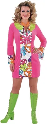 Produktbild von M214126-L-A Damen Hippy Kleid Hippiekostüm Gr.L