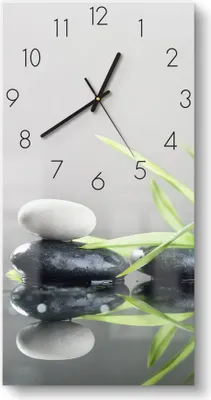 Produktbild von DEQORI Glasuhr 30x60 cm Zahlen 'Naturstein Arrangement' Wanduhr Glas Uhr Design leise