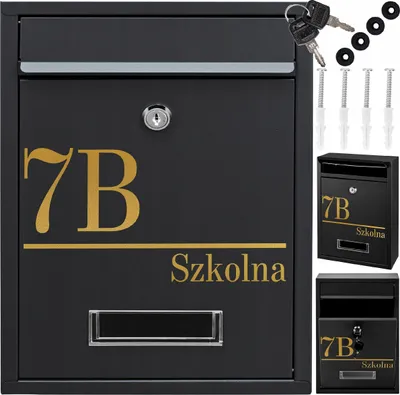 Obrázok produktu pre Poštová Schránka Rib Listy Čierna + Zlatý Vzor