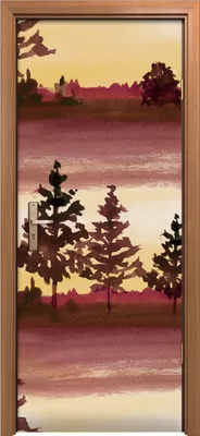 Produktbild von Türposter 80x200 cm Türaufkleber Türtapete Türfolie Klebefolie Muster mit Wald Aquarell Landschaft