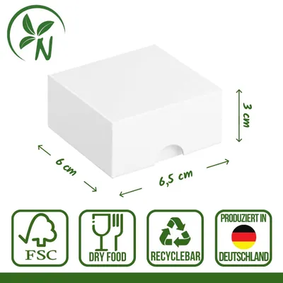 Imagen del producto de Caja plegable de 6 x 6,5 x 3 cm, blanca, con tapa - juego de 10 unidades