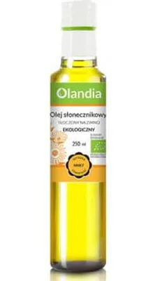 OLEJ SŁONECZNIKOWY TŁOCZONY NA ZIMNO BIO 250 ml - OLANDIA