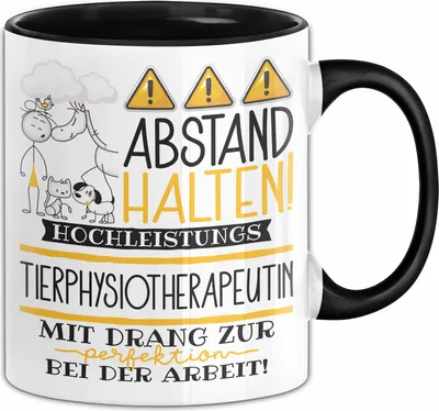 Produktbild von Tierphysiotherapeutin Tasse Geschenk Lustig Abstand Halten Hochleistungs-Tierphysiotherapeutin Mit Drang Zur Perfektion Bei Der Arbeit (Schwarz)