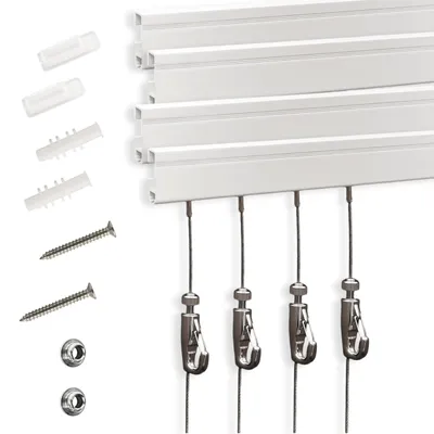 Bilderhängesystem mit 4 Schienen, 4 Haken & Zubehör