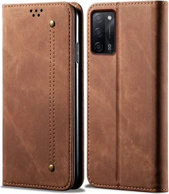 Produktbild von OPPO A55 5G Hülle, Leder Brieftasche Flip Bookstyle Schutzhülle mit Standfunktion für OPPO A55 5G Braun