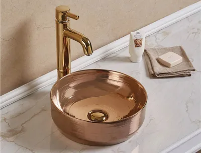 Produktbild von Badezimmer Waschbecken Arbeitsplatte Waschschüssel Rund 34x34cm