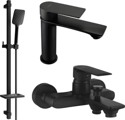 Produktbild von Mexen Royo DQ62 Badewannenset, Schwarz - 72203DQ62-70