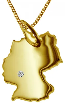Produktbild von 50cm Kette + Deutschland mit Brillant am Wunschort 585 Gold