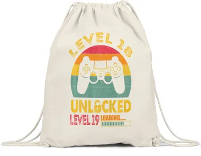 Produktbild von Level 18 Unlocked Level 19 Loading Turnbeutel Gymsack  Geburtstag Konsole Happy Birthday Controller Gamepad Spiel
