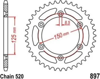 Produktbild von Kettenrad 45 Z Teilung 520 für Husaberg Husqvarna KTM SWM