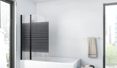 Produktbild von MARWell Badewannenfaltwand, 2-flg. 100 x 140 cm - Duschwand für Badewanne in matt schwarz - Badewannenaufsatz mit klarglas - Duschabtrennung