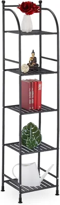 Immagine prodotto di Scaffale da bagno - Acciaio - 145 x 33 x 28 cm - Scaffale per cucina e bagno - 5 ripiani - Scaffale in metallo autoportante - Nero