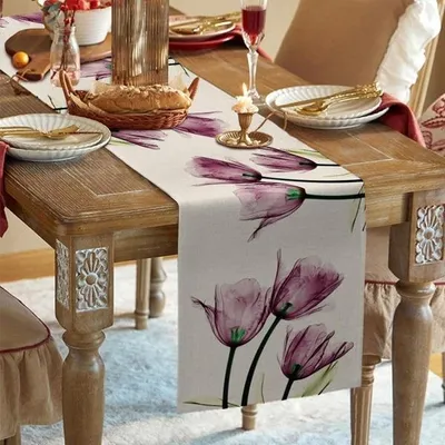 Produktbild von Designer-Tischläufer — Vintage-Blumenmuster — Tischläufer für den Esstisch, 33 x 180 cm