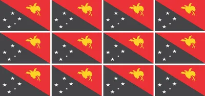Produktbild von Mini Aufkleber Set - Pack glatt - 50x31mm - selbstklebender Sticker - Papua-Neuguinea - Flagge / Banner / Standarte fürs Auto, Büro, zu Hause und die Schule - 12 Stück