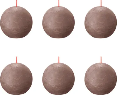 Produktbild von Bolsius - Rustikale Kugelkerze - Ø76mm - Rustikales Taupe - Vorteilspack - 6 Stücke