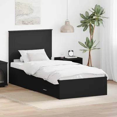 Obrázek produktu pro Maison Exclusive – rám postele černý a stříbrný 75 x 190 cm dřevěný materiál