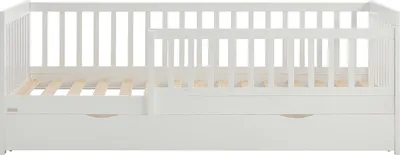 Produktbild von Bett 90 x 190 cm mit Schubladen - Kiefernholz und MDF - Weiß - PROVIATI