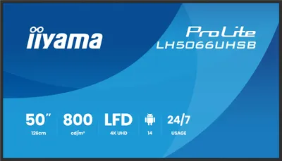 Produktbild von iiyama LH5066UHSB-B1AG, Digital Signage Flachbildschirm, 127 cm (50"), LCD, 3840 x 2160 Pixel, WLAN, 24/7
