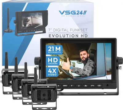Produktbild von 9" FUNK HD-Set EVOLUTION HD mit 4 Kameras Wohnmobil & LKW bis 21 Meter RVS-24546
