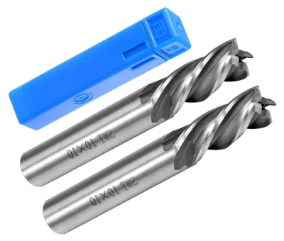 Produktbild von 4-schneidige Spiralfräser-Bits, 10 mm Durchmesser, 22 mm Länge, gerader Fräser aus Schnellarbeitsstahl mit Aufbewahrungskoffer, 2-teilig