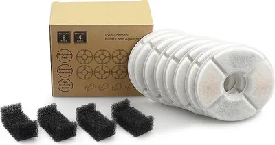 Produktbild von 8+4 Stück Katzenbrunnen Filter,Filter für Katzenbrunnen Ersatzfilter für 2,4L Trinkbrunnen Filters mit Harz und Aktivkohle