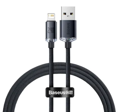 Zdjęcie produktu dla Kabel Baseus Crystal Shine USB-A/Lightning 1,2 m 2,4A czarny