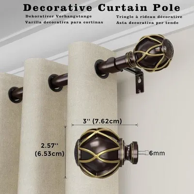 Produktbild von Famanu Gardinenstange - Dekorative und verstellbare Gardinenstange 40 bis 225 cm