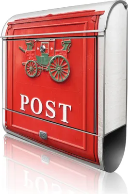 Produktbild von banjado Design Briefkasten Stahl silber mit Zeitungsfach pulverbeschichtet "Postkasten Nostalgie" 38x46x12,5cm & 2 Schlüssel - Postkasten A4 Einwurf inkl. Montagematerial [BK 10485]